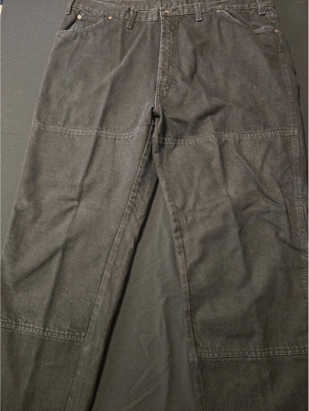 Vintage Dickies Double Knee Denim Jeans Men 46x32 Black Workwear / Uniform